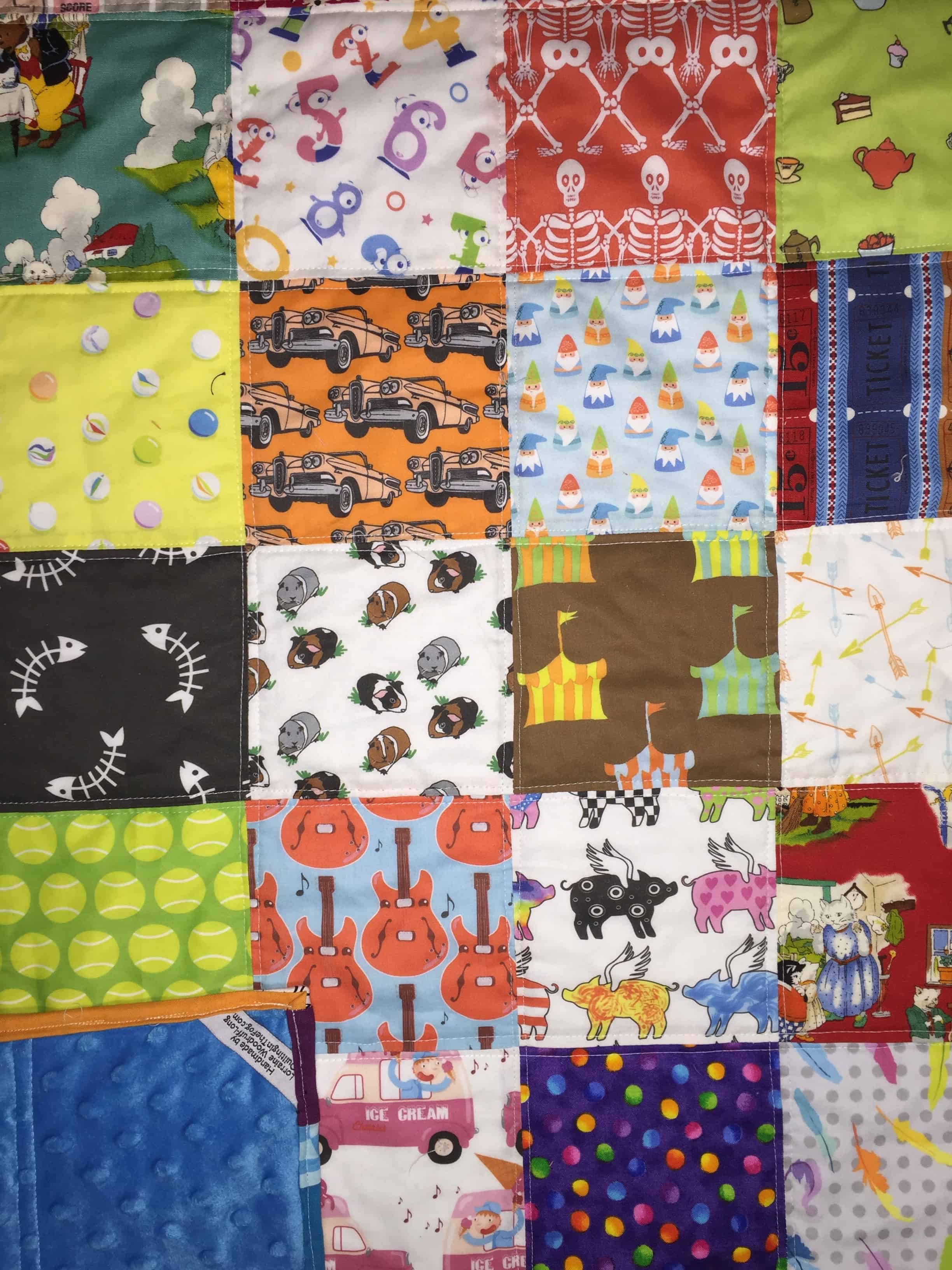 I Spy Baby Quilt for Baby Hart with Minky fabric backing