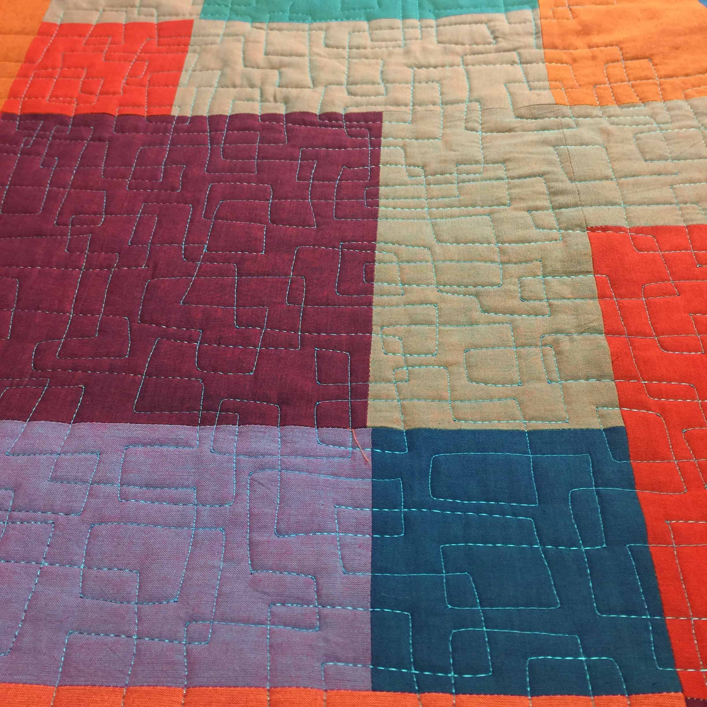 Modern Disappearing Nine-Patch Quilt Detail